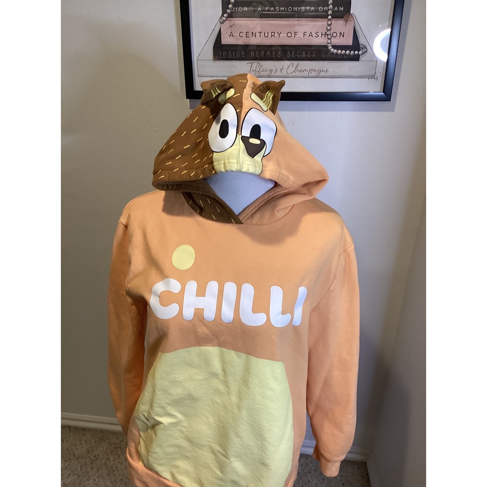 Bluey Chilli Wackadoo Costume Hoodie Womens S Orange Cartoon Character Cosplay - Picture 2 of 6
